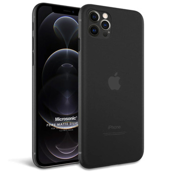 Microsonic Apple iPhone 12 Pro Max Kılıf Peipe Matte Silicone Siyah