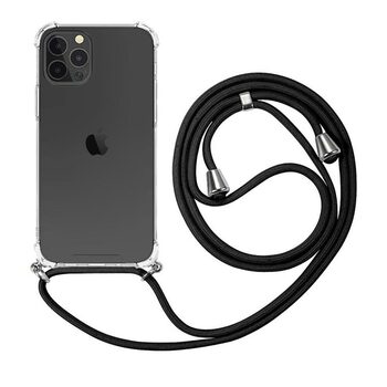Microsonic Apple iPhone 12 Pro Kılıf Neck Lanyard Siyah