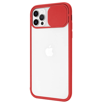 Microsonic Apple iPhone 12 Pro Kılıf Slide Camera Lens Protection Kırmızı