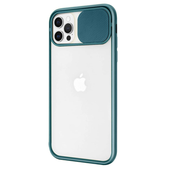 Microsonic Apple iPhone 12 Pro Kılıf Slide Camera Lens Protection Koyu Yeşil
