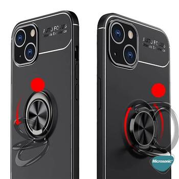 Microsonic Apple iPhone 13 Kılıf Kickstand Ring Holder Kırmızı