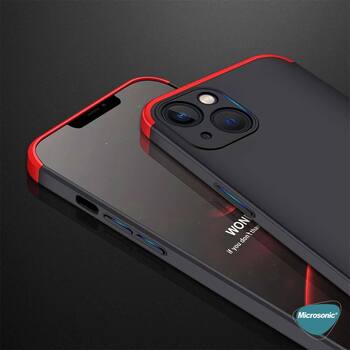 Microsonic Apple iPhone 13 Kılıf Double Dip 360 Protective AYS Siyah Kırmızı