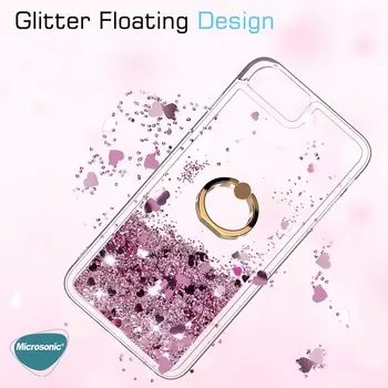 Microsonic Apple iPhone 13 Pro Kılıf Glitter Liquid Holder Pembe