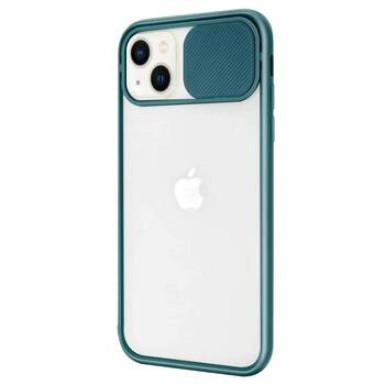 Microsonic Apple iPhone 13 Kılıf Slide Camera Lens Protection Koyu Yeşil