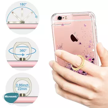 Microsonic Apple iPhone 14 Plus Kılıf Glitter Liquid Holder Gold