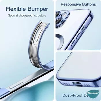 Microsonic Apple iPhone 14 Plus Kılıf MagSafe Luxury Electroplate Gümüş
