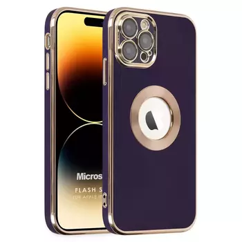 Microsonic Apple iPhone 14 Pro Kılıf Flash Stamp Koyu Mor