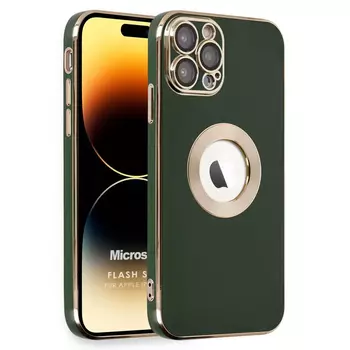 Microsonic Apple iPhone 14 Pro Kılıf Flash Stamp Koyu Yeşil