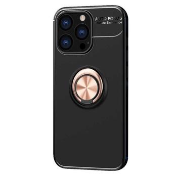 Microsonic Apple iPhone 14 Pro Kılıf Kickstand Ring Holder Siyah Rose