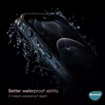 Microsonic Apple iPhone 14 Pro Kılıf Waterproof 360 Full Body Protective Siyah