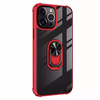 Microsonic Apple iPhone 14 Pro Max Kılıf Grande Clear Ring Holder Kırmızı