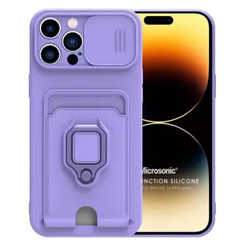 Microsonic Apple iPhone 14 Pro Max Kılıf Multifunction Silicone Lila Microsonic Apple iPhone 14 Pro Max Kılıf Multifunction Silicone Lila