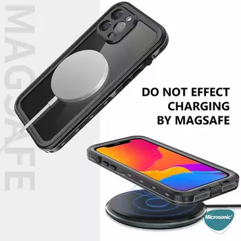 Microsonic Apple iPhone 14 Pro Max Kılıf Waterproof 360 Full Body Protective Siyah