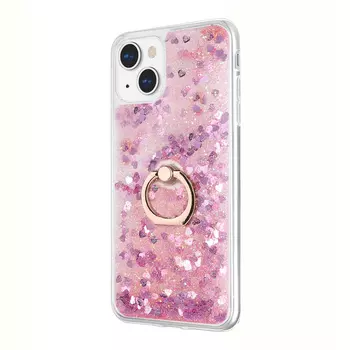 Microsonic Apple iPhone 15 Plus Kılıf Glitter Liquid Holder Pembe