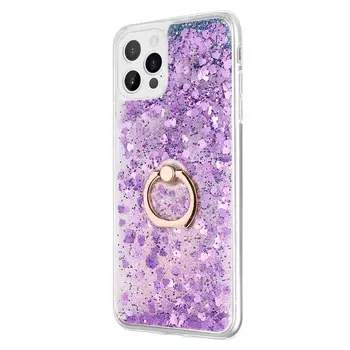 Microsonic Apple iPhone 15 Pro Kılıf Glitter Liquid Holder Mor