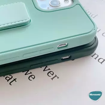 Microsonic Apple iPhone 15 Pro Max Kılıf Hand Strap Koyu Yeşil