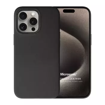 Microsonic Apple iPhone 15 Pro Max Kılıf Metalist Leather Siyah