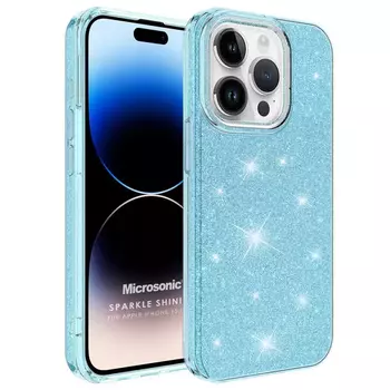 Microsonic Apple iPhone 15 Pro Max Kılıf Sparkle Shiny Mavi