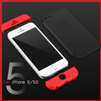 Microsonic Apple iPhone 5 Kılıf Double Dip 360 Protective AYS Siyah - Kırmızı