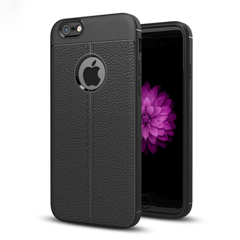 Microsonic Apple iPhone 6 Kılıf Deri Dokulu Silikon Siyah