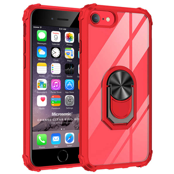 Microsonic Apple iPhone 6 Kılıf Grande Clear Ring Holder Kırmızı Microsonic Apple iPhone 6 Kılıf Grande Clear Ring Holder Kırmızı