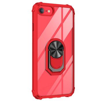Microsonic Apple iPhone 7 Kılıf Grande Clear Ring Holder Kırmızı