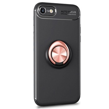 Microsonic Apple iPhone 7 Kılıf Kickstand Ring Holder Siyah Rose