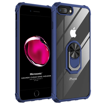 Microsonic Apple iPhone 7 Plus Kılıf Grande Clear Ring Holder Lacivert Microsonic Apple iPhone 7 Plus Kılıf Grande Clear Ring Holder Lacivert