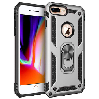 Microsonic Apple iPhone 7 Plus Kılıf Military Ring Holder Gümüş