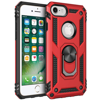 Microsonic Apple iPhone 8 Kılıf Military Ring Holder Kırmızı Microsonic Apple iPhone 8 Kılıf Military Ring Holder Kırmızı