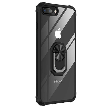 Microsonic Apple iPhone 8 Plus Kılıf Grande Clear Ring Holder Siyah