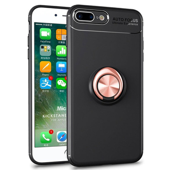 Microsonic Apple iPhone 8 Plus Kılıf Kickstand Ring Holder Siyah Rose Microsonic Apple iPhone 8 Plus Kılıf Kickstand Ring Holder Siyah Rose