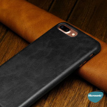 Microsonic Apple iPhone 8 Plus Kılıf Luxury Leather Siyah