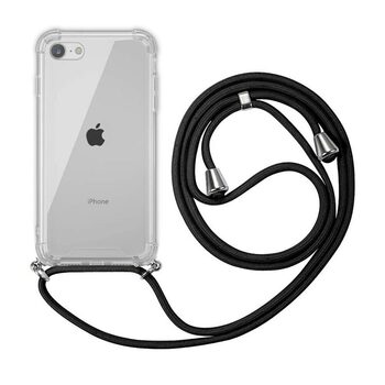 Microsonic Apple iPhone SE 2020 Kılıf Neck Lanyard Siyah