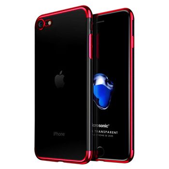 Microsonic Apple iPhone SE 2022 Kılıf Skyfall Transparent Clear Kırmızı