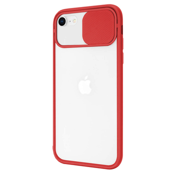 Microsonic Apple iPhone SE 2022 Kılıf Slide Camera Lens Protection Kırmızı