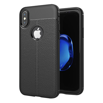 Microsonic Apple iPhone X Kılıf Deri Dokulu Silikon Siyah Microsonic Apple iPhone X Kılıf Deri Dokulu Silikon Siyah