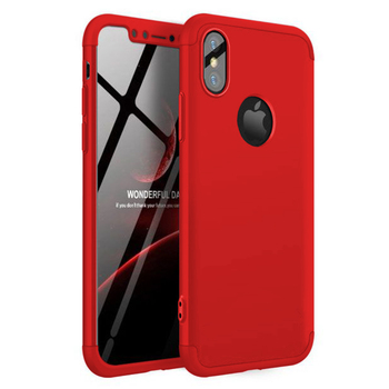 Microsonic Apple iPhone X Kılıf Double Dip 360 Protective AYS Kırmızı