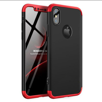Microsonic Apple iPhone X Kılıf Double Dip 360 Protective AYS Siyah - Kırmızı