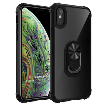 Microsonic Apple iPhone X Kılıf Grande Clear Ring Holder Siyah Microsonic Apple iPhone X Kılıf Grande Clear Ring Holder Siyah