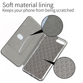 Microsonic Apple iPhone X Klııf Slim Leather Design Flip Cover Gümüş