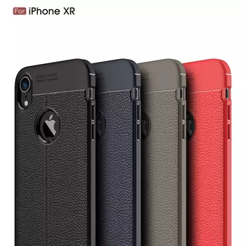 Microsonic Apple iPhone XR (6.1'') Kılıf Deri Dokulu Silikon Kırmızı