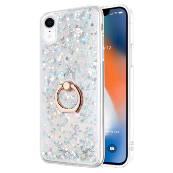 Microsonic Apple iPhone XR Kılıf Glitter Liquid Holder Gümüş