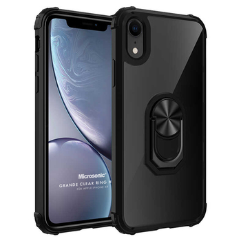 Microsonic Apple iPhone XR Kılıf Grande Clear Ring Holder Siyah Microsonic Apple iPhone XR Kılıf Grande Clear Ring Holder Siyah