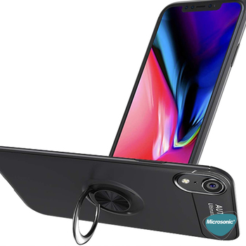 Microsonic Apple iPhone XR Kılıf Kickstand Ring Holder Lacivert