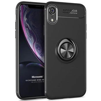 Microsonic Apple iPhone XR Kılıf Kickstand Ring Holder Siyah Microsonic Apple iPhone XR Kılıf Kickstand Ring Holder Siyah