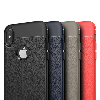 Microsonic Apple iPhone XS Kılıf Deri Dokulu Silikon Kırmızı