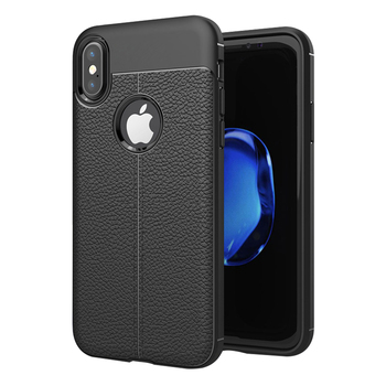 Microsonic Apple iPhone XS Kılıf Deri Dokulu Silikon Siyah