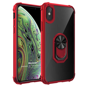 Microsonic Apple iPhone XS Kılıf Grande Clear Ring Holder Kırmızı Microsonic Apple iPhone XS Kılıf Grande Clear Ring Holder Kırmızı