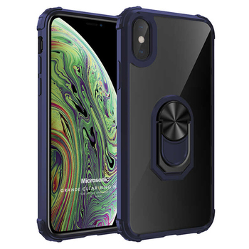 Microsonic Apple iPhone XS Kılıf Grande Clear Ring Holder Lacivert